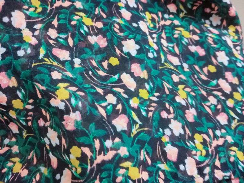 Green Floral Silk Top