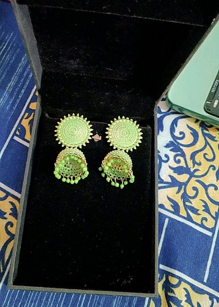 Green Colour Jhumkas