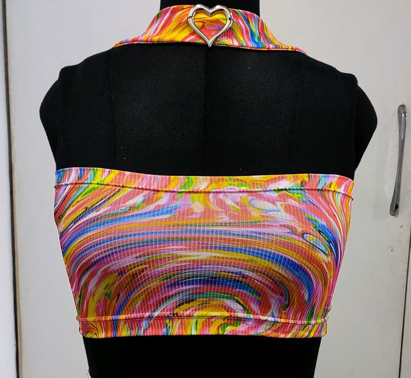 Digital Printed Multicolor Crop Top