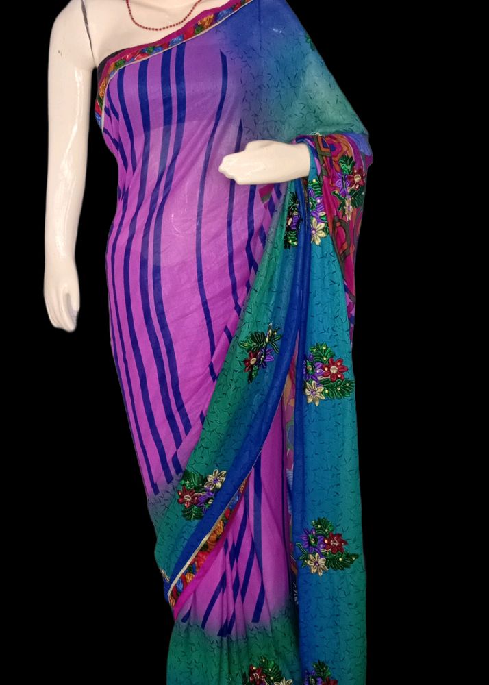 New Multicolored Saree With Blouse Pc