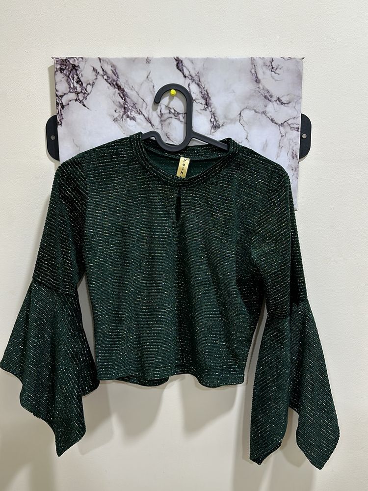 Silver Shimmer Green Top