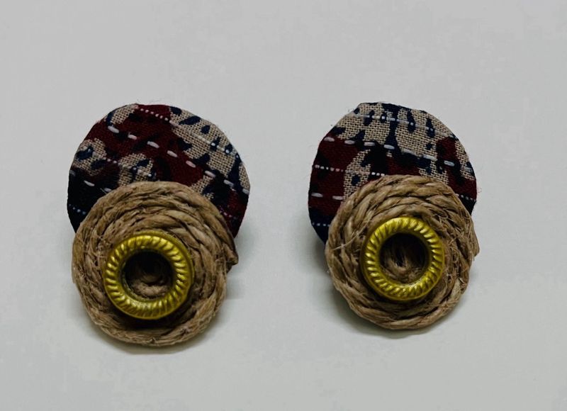 Handmade Fabric Studs With Ring