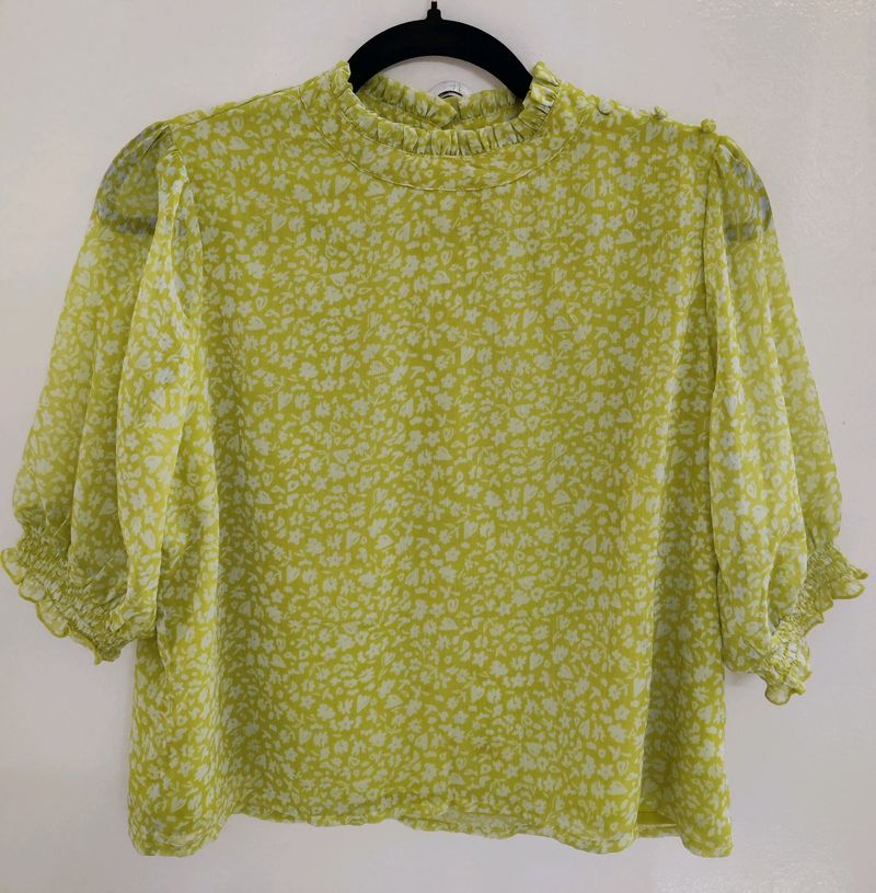 ONLY Green Floral Print Top
