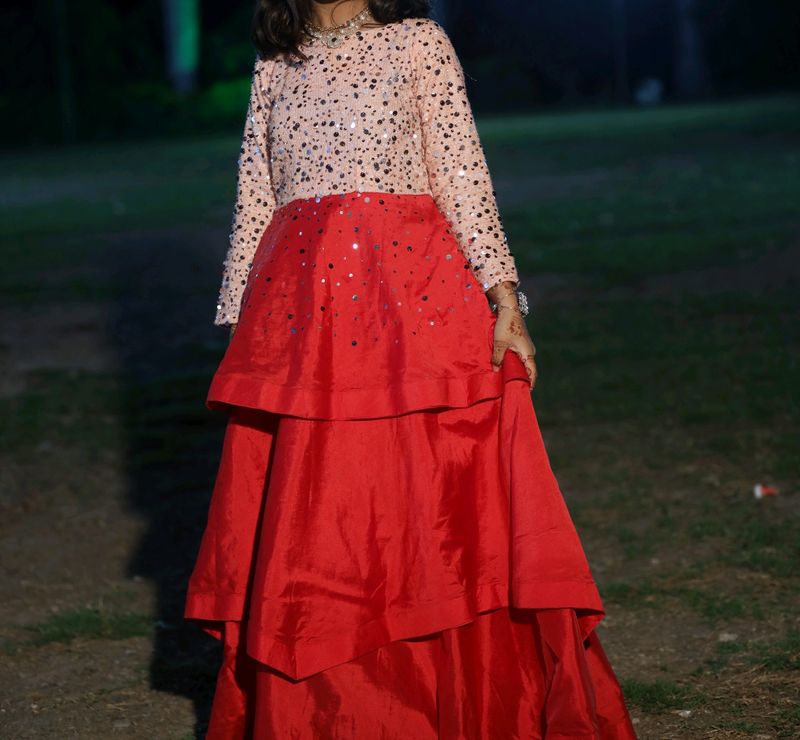 Red Peach Shimmery Gown