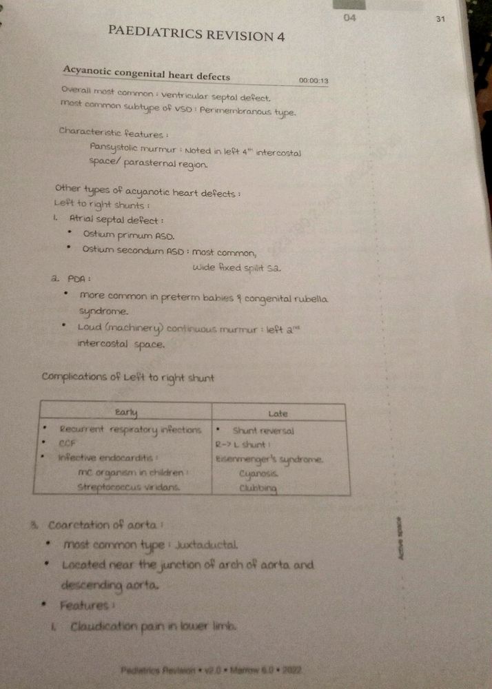 Pediatrics Final Year Revision Notes