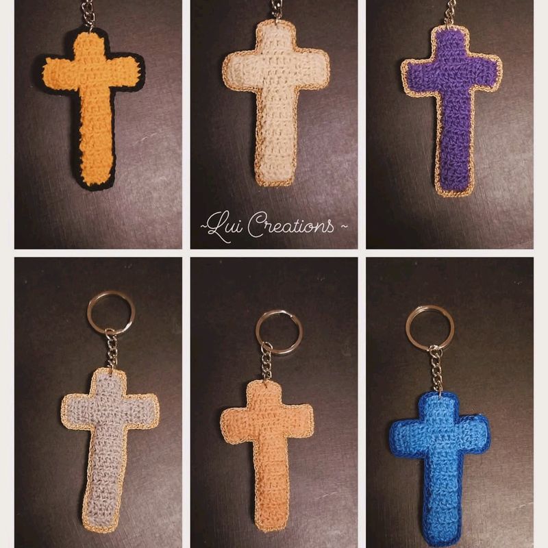 Crochet Cross Keychains