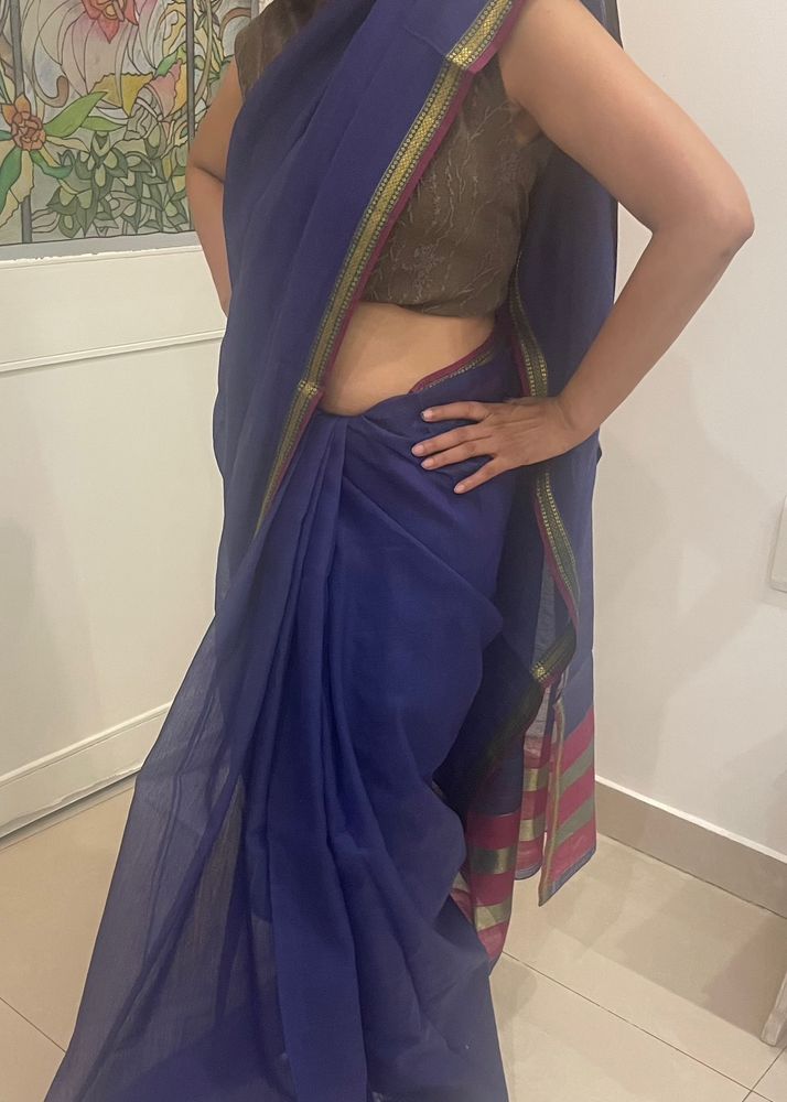 Blue Chanderi Saree