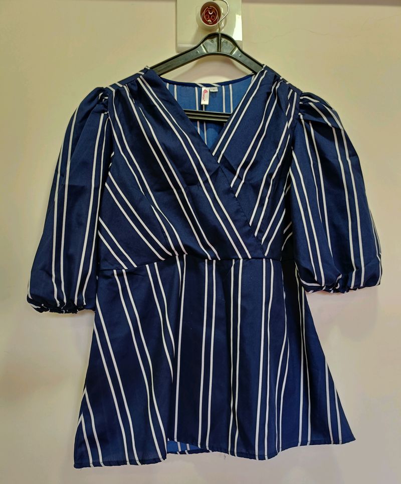 Navy Blue A-line Top For Women