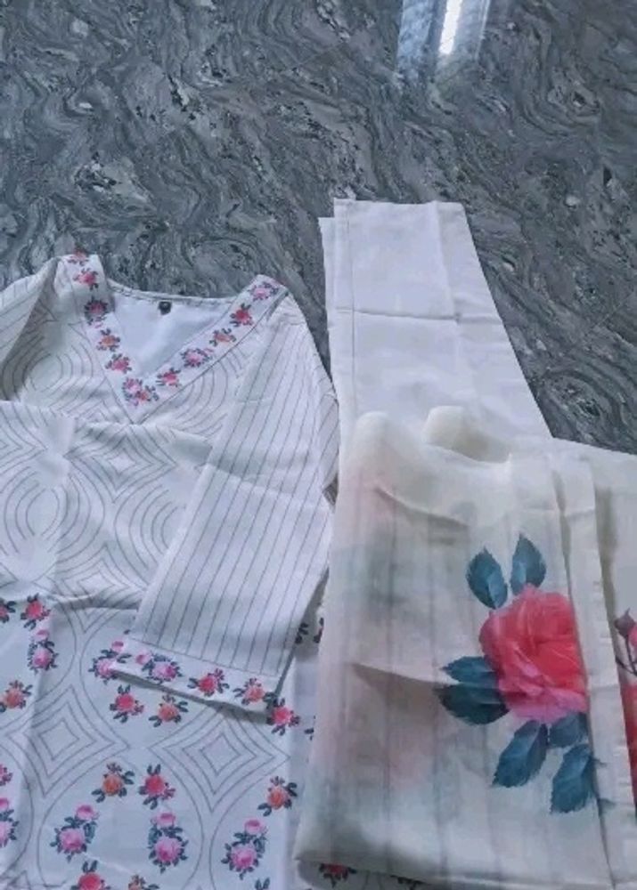 Beautiful white kurta set  All Size ❤️