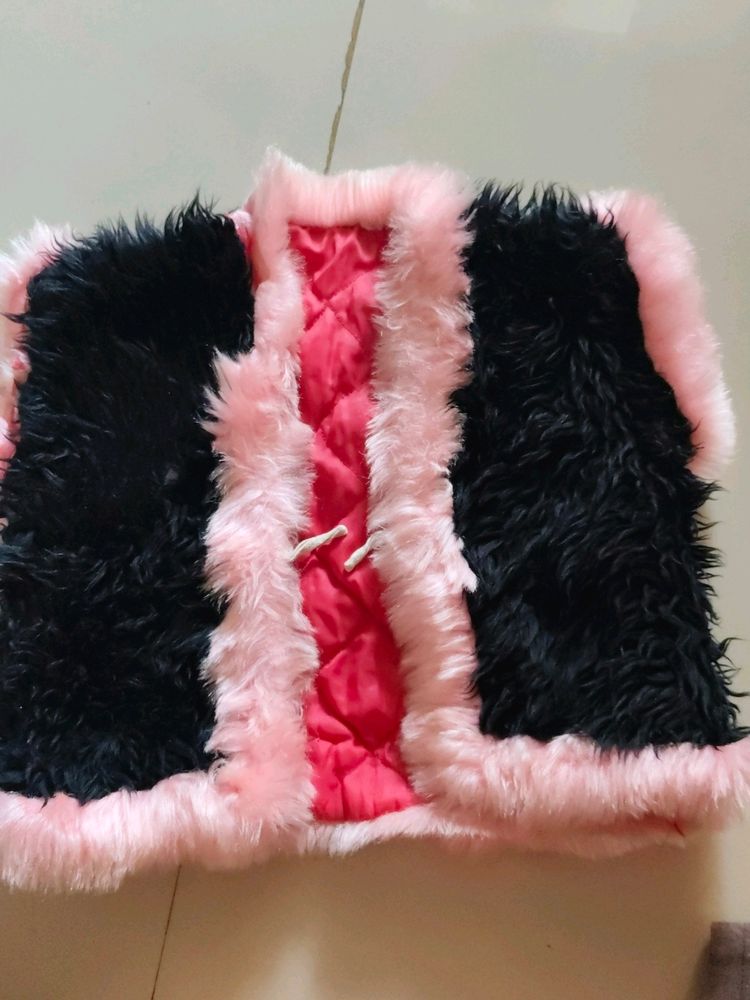 Girl Jacket Pink Black Colour