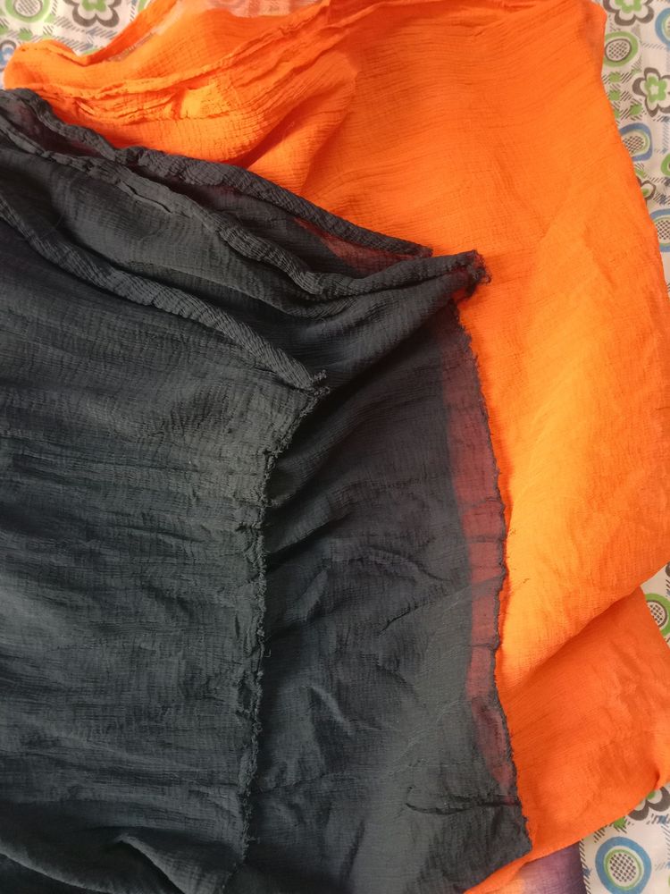 Used Orange And Black Color Dupatta