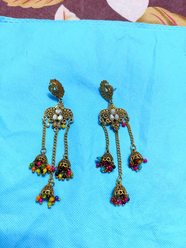 Golden Oxidised Earings