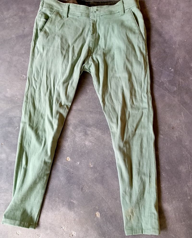 Green Slim Fit For Men Pant