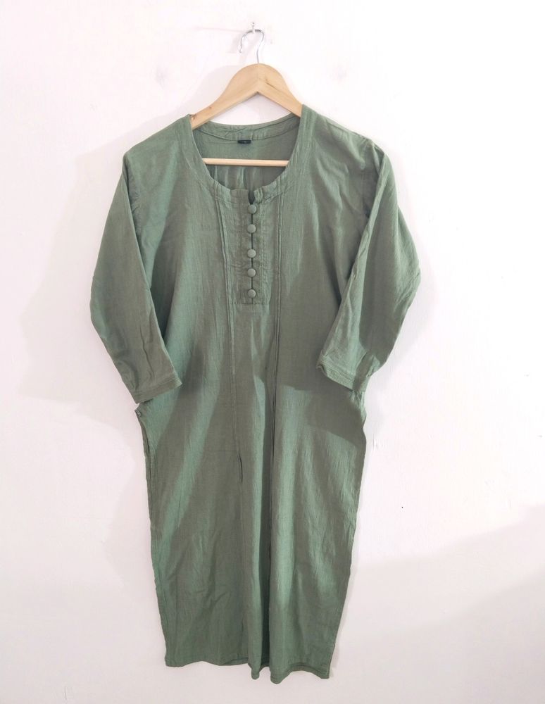 Olive Green Plain Kurta (Women's)