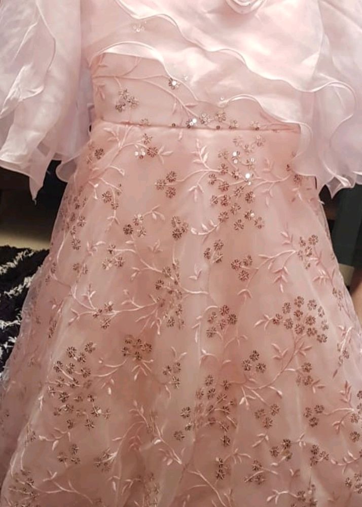 Baby Pink Cape Gown (5 to 6 Yrs)