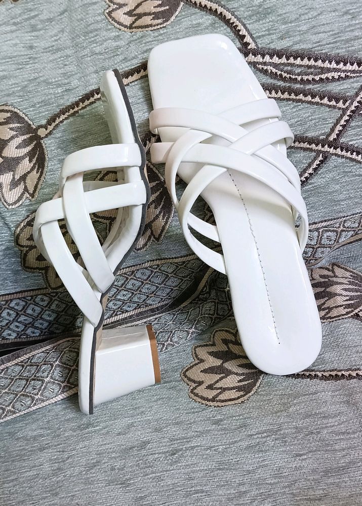 White Criss-cross Wedges Heels Sandles Every Size