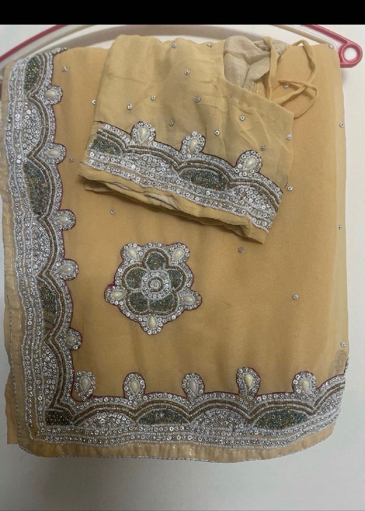 Wedding Wear Saree With Hand Work