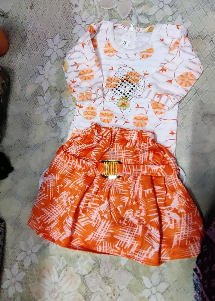 1-2 Year Baby Girl Top & Skirt Set