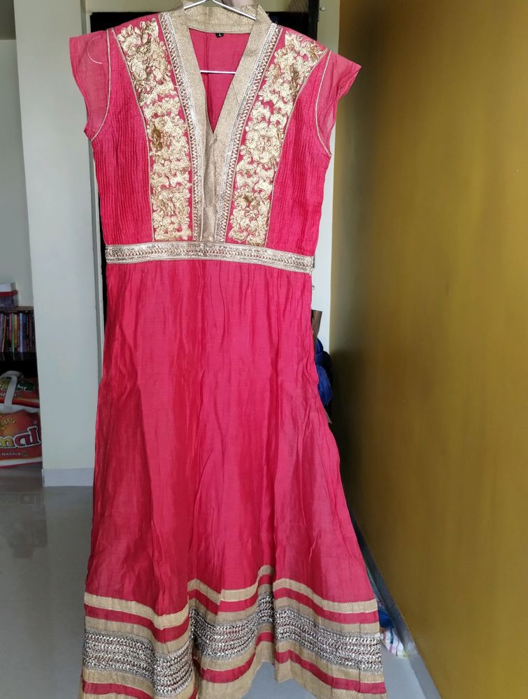 Red Golden Anarkali