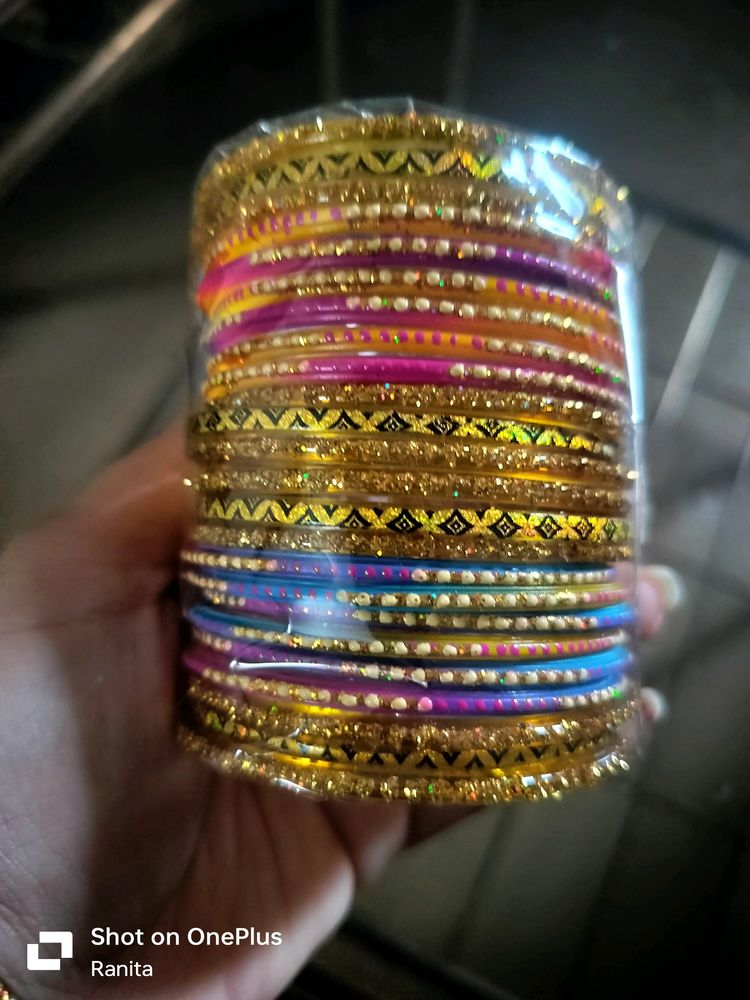 Multi coloured glass bangles