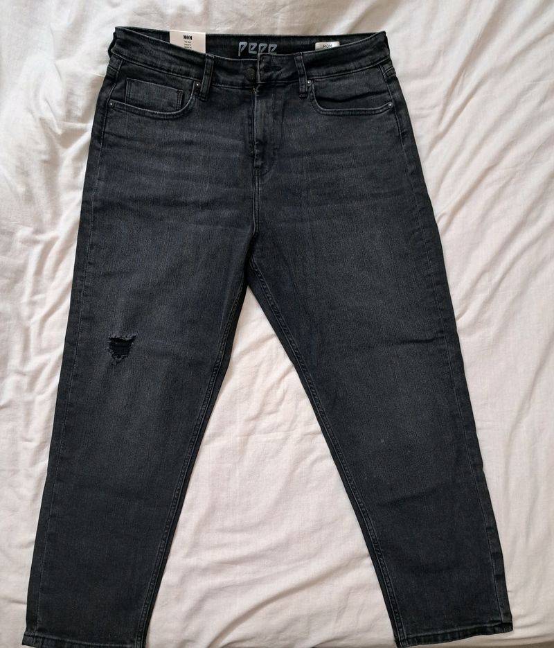 Brand New Pepe Jeans (Black) Washed Denim MOM Jean