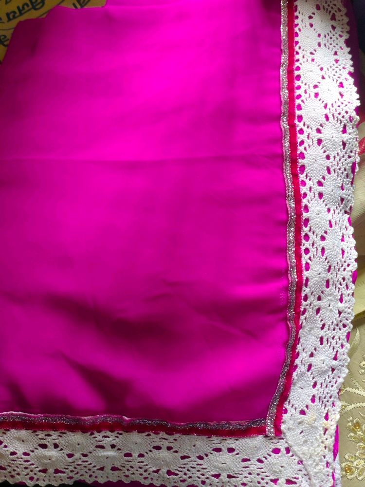 Soft White Border Pink Saree