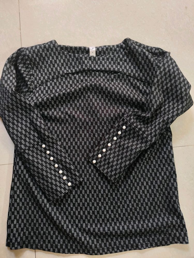 Black Stylish Neck Design Top