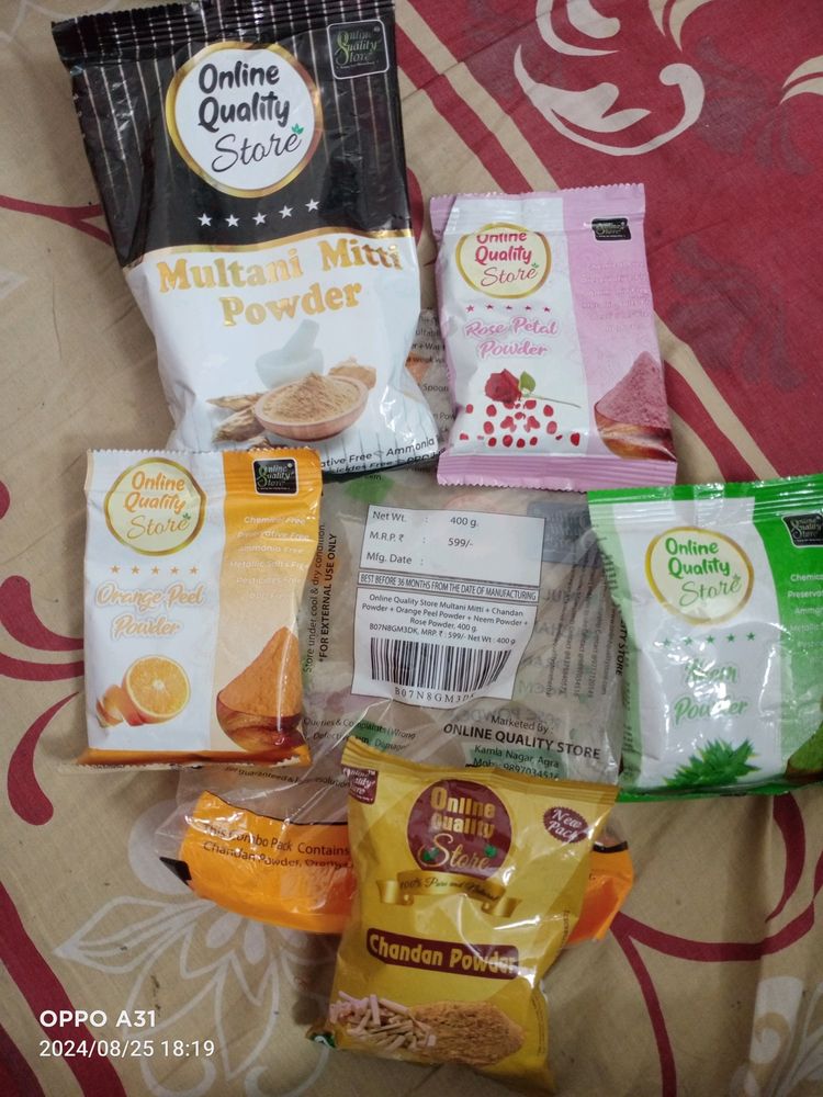 Multani, Chandan, Rose, Neem,Orange Powders Pack