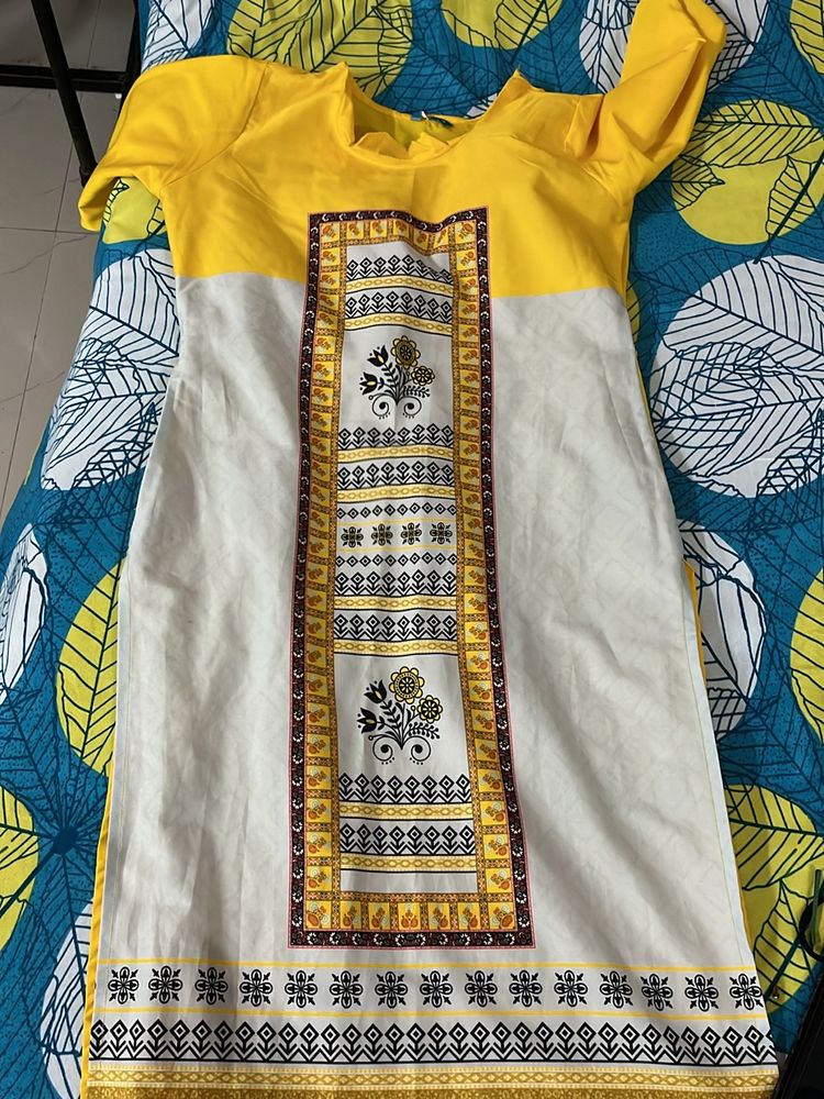 Women Printed Yellow Kurti