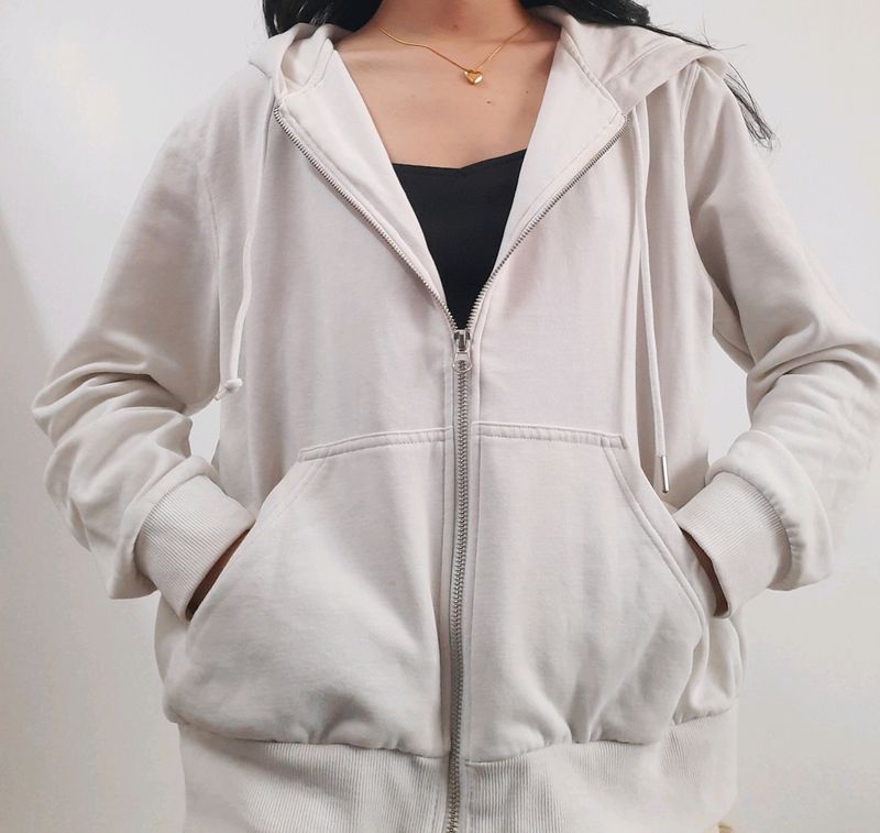 H&M White Jacket Hoodie For Women