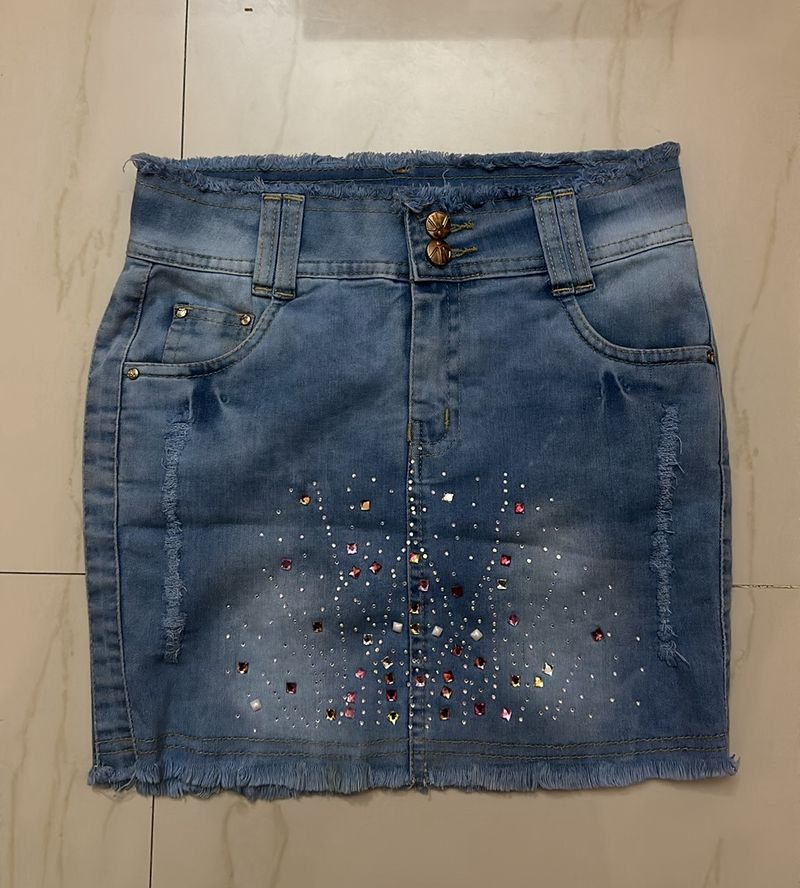 RHINESTONE DENIM SKORT FOR GIRLS✨