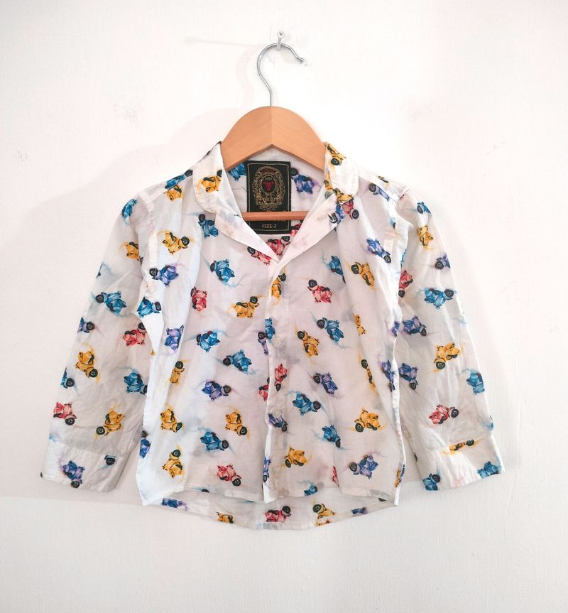 White With Scooty Cartoon Print Shirts (Boy's)