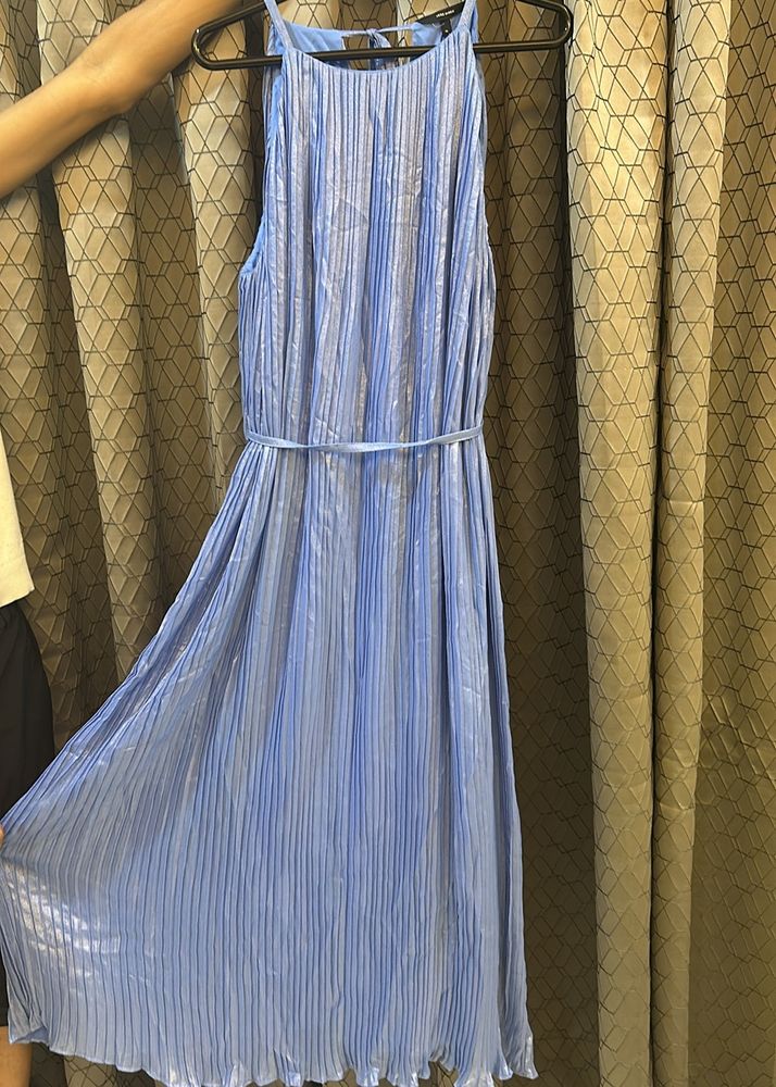 Blue Pleated Dress