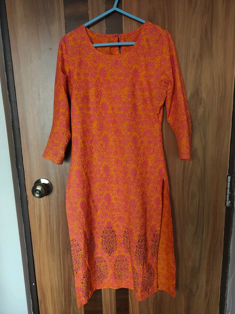 Orange & Pink Kurta Set (Women)