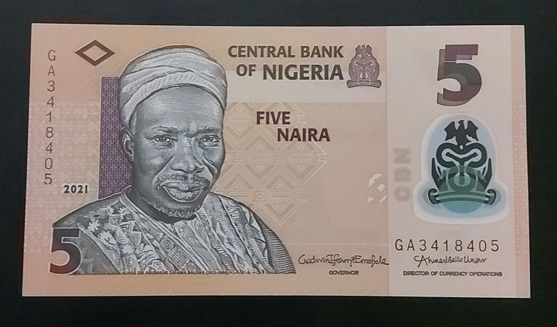 Nigeria 5 Naira UNC Polymer Banknote