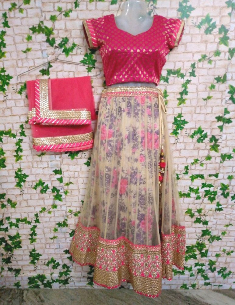 Floral Print Embroidered Lehnga Choli With Dupatta