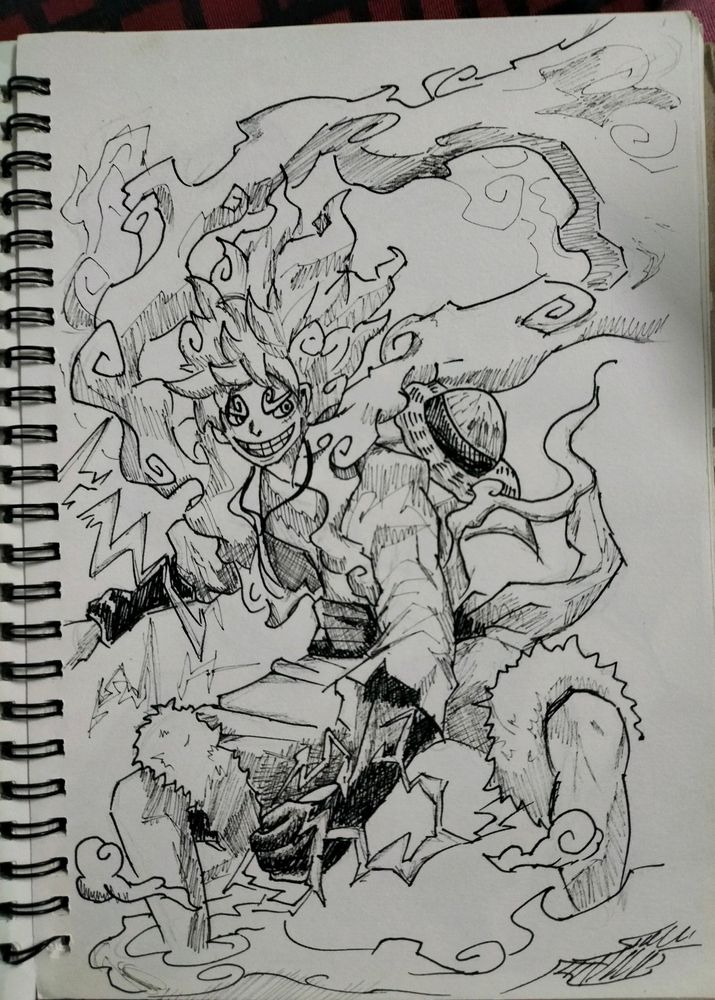 Luffy -black And White Pen Art