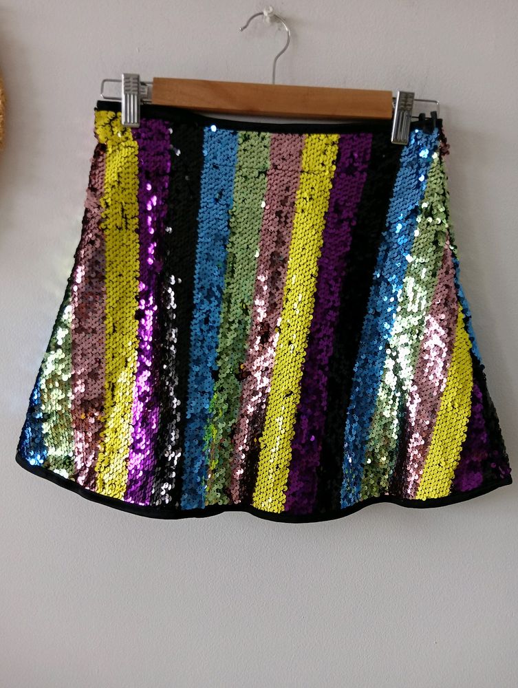 Shein Rainbow Sequin Skirt