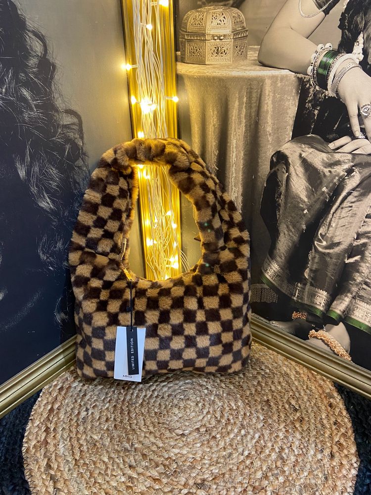 Mango Limited Edition Fur Bag Chess