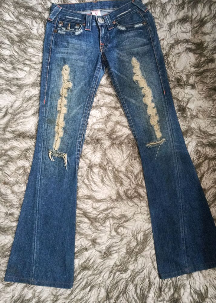 True Religion Bootcut Ripped Jeans