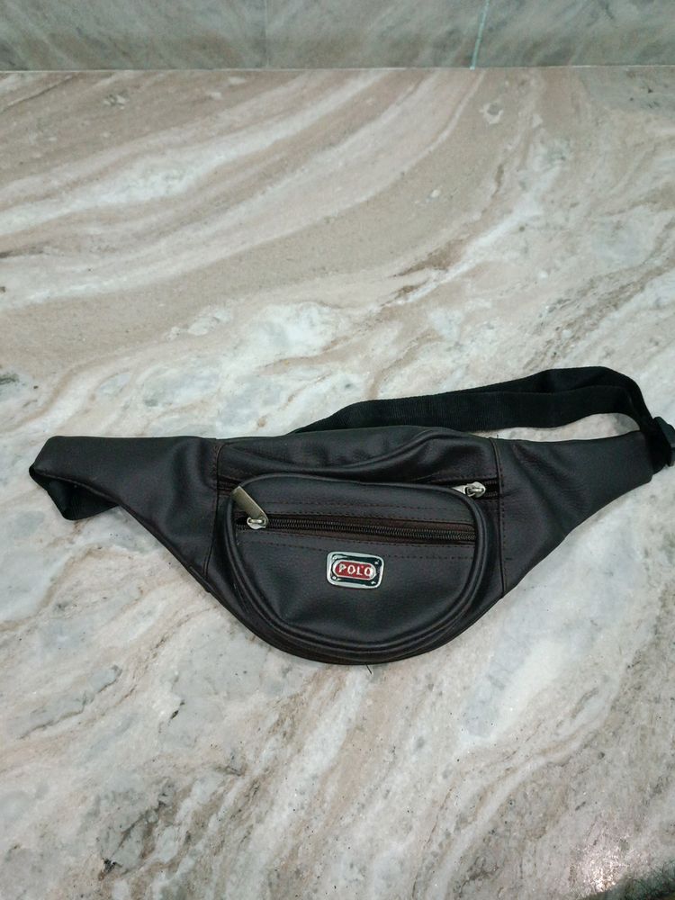P.ULeather Fanny Bag Coffee Color