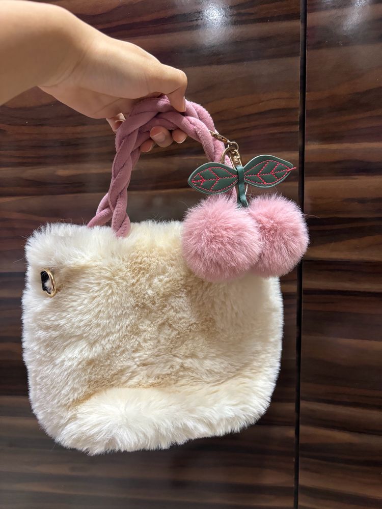 Cute White Fur Bag