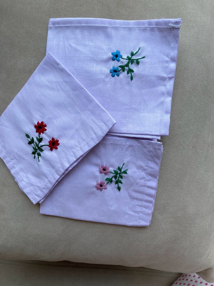 6 Embroidered Handkerchiefs