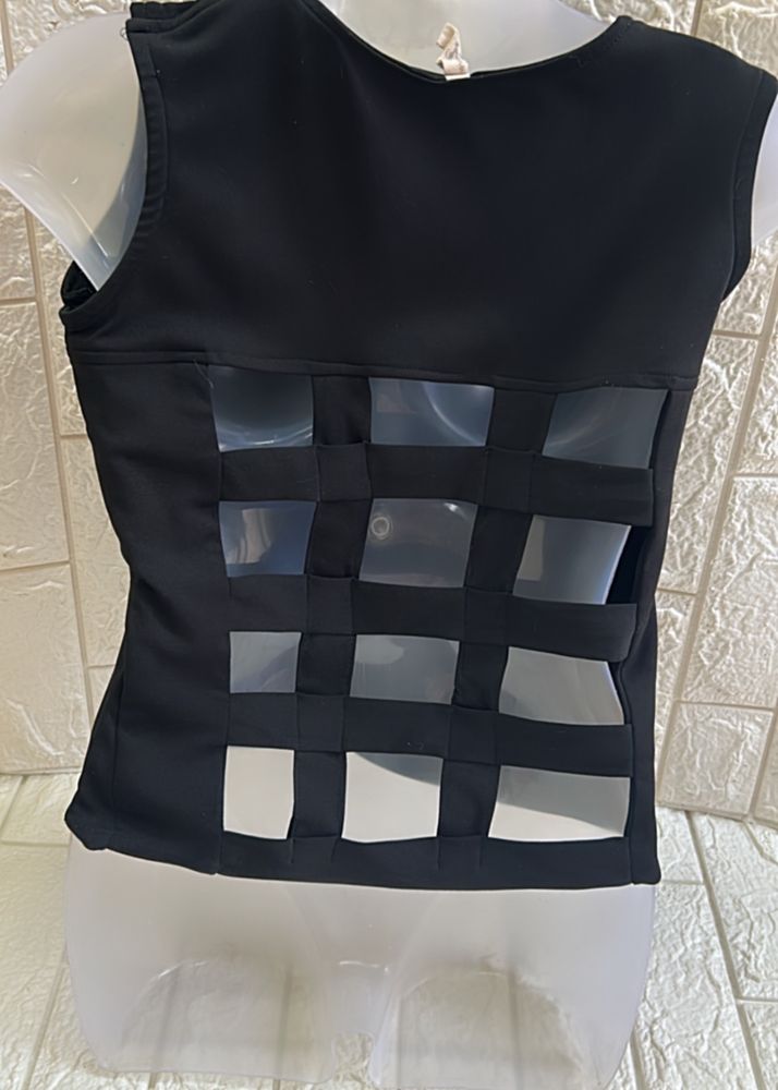 Cutout Back Black Top