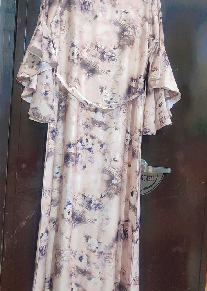 Cream & Brown Printed Dress For 38 Bust