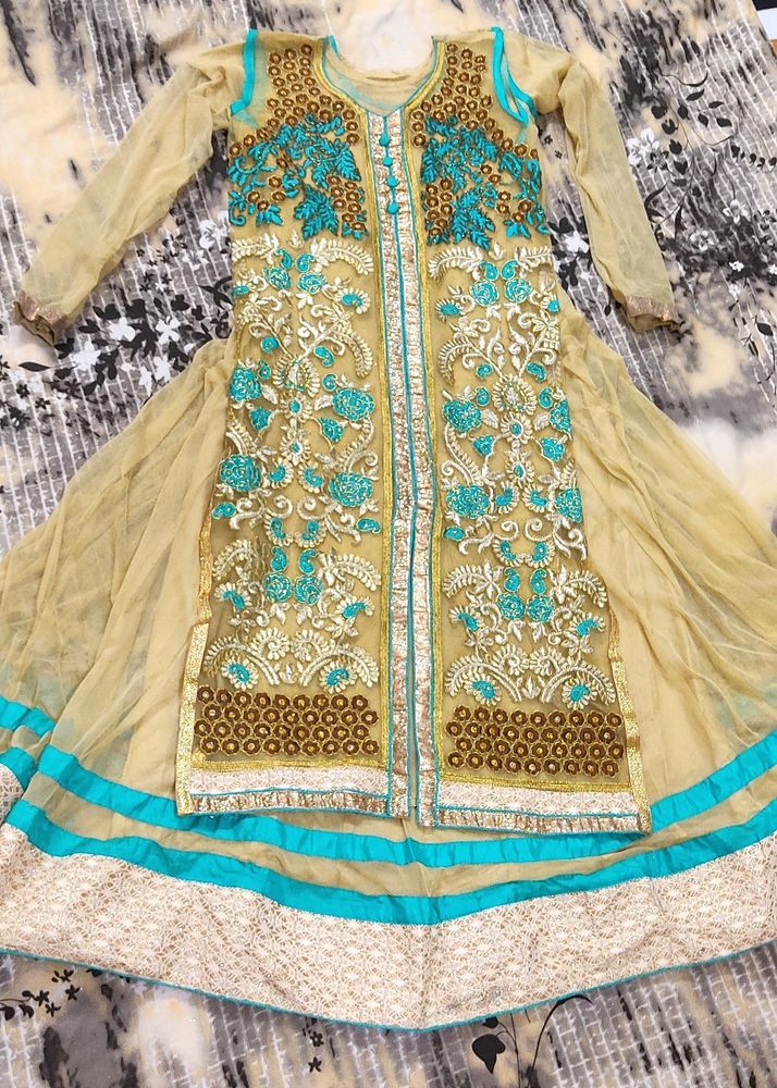 Gown , Shrug & Dupatta Set