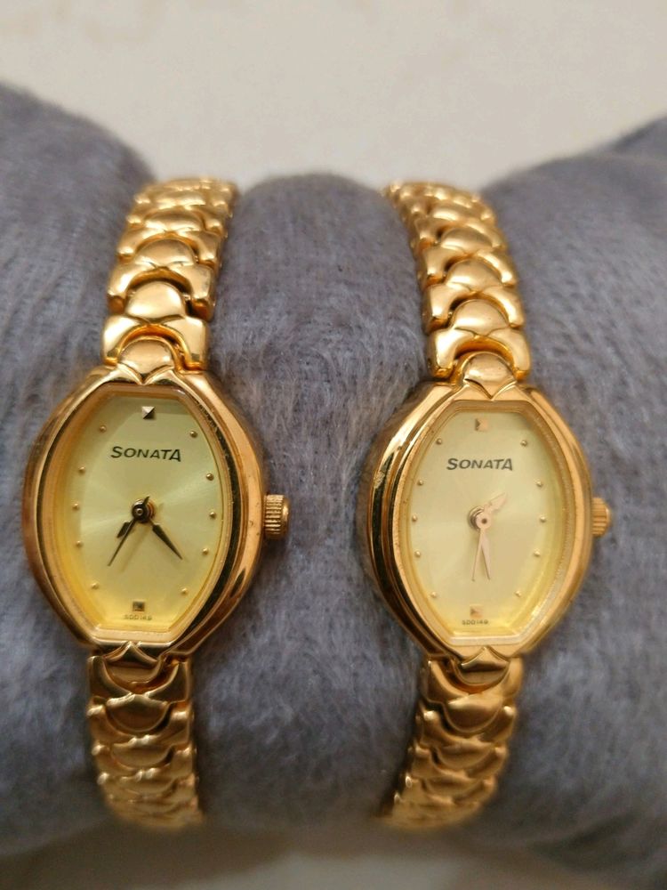 Sonata Quartz Analog Golden Watch