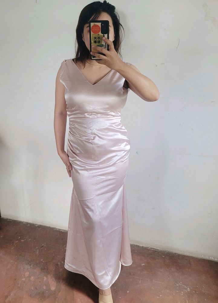 Satin Baby Pink Dress