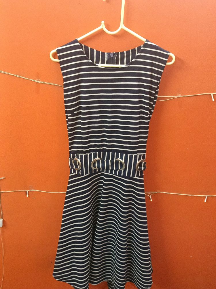 ZEBRA BLUE AND WHITE STRIP DRESS