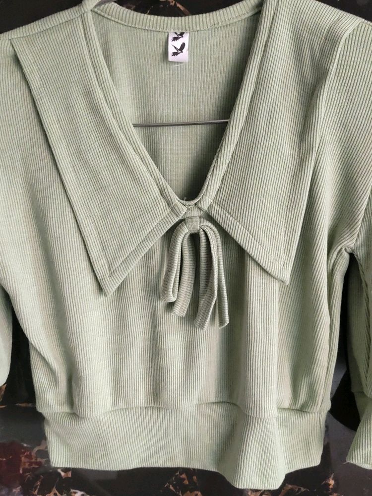 Olive Green Korean Top